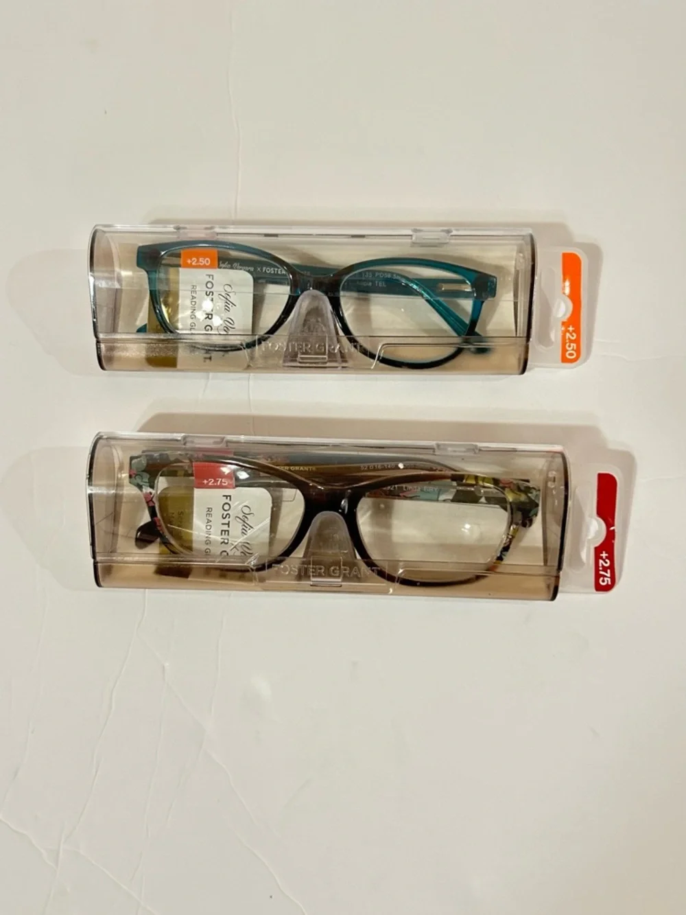 Sofia Vergara Foster Grant Reading Glasses +2.50 Womens Blue Frame New Case